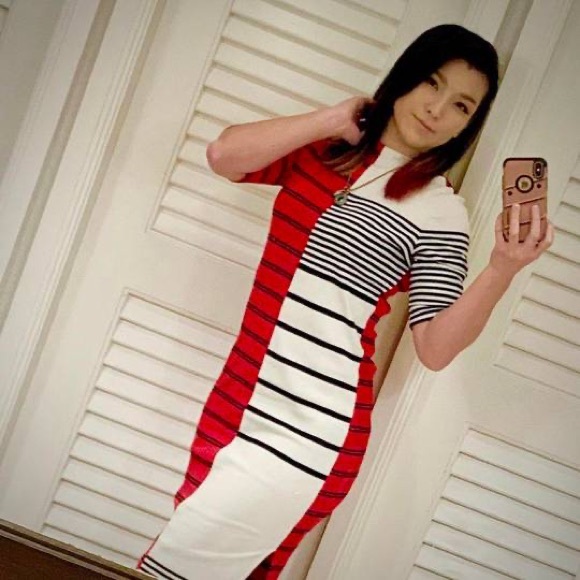 Desigual Striped Mock Neck Midi Dress - Picture 4 of 4